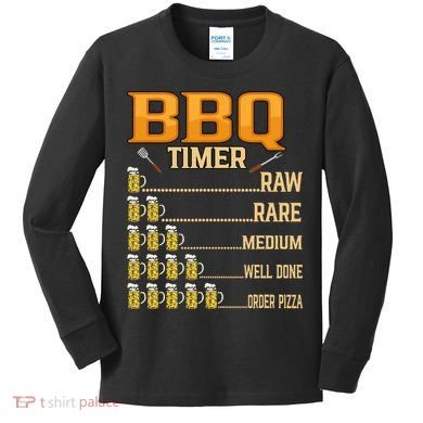 BBQ Timer Raw Rare Medium Well Done Grill Lovers Kids Long Sleeve Shirt