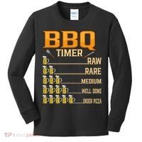 BBQ Timer Raw Rare Medium Well Done Grill Lovers Kids Long Sleeve Shirt thumb 0