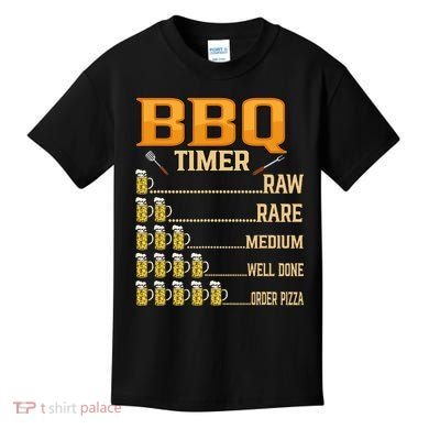 BBQ Timer Raw Rare Medium Well Done Grill Lovers Kids T-Shirt