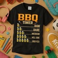 BBQ Timer Raw Rare Medium Well Done Grill Lovers Kids T-Shirt thumb 3