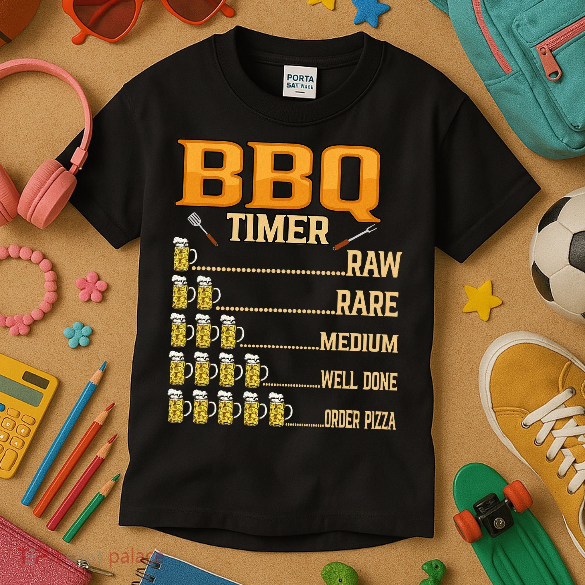 BBQ Timer Raw Rare Medium Well Done Grill Lovers Kids T-Shirt