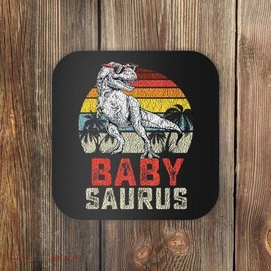 Babysaurus T Rex Dinosaur Baby Saurus Family Matching Coaster