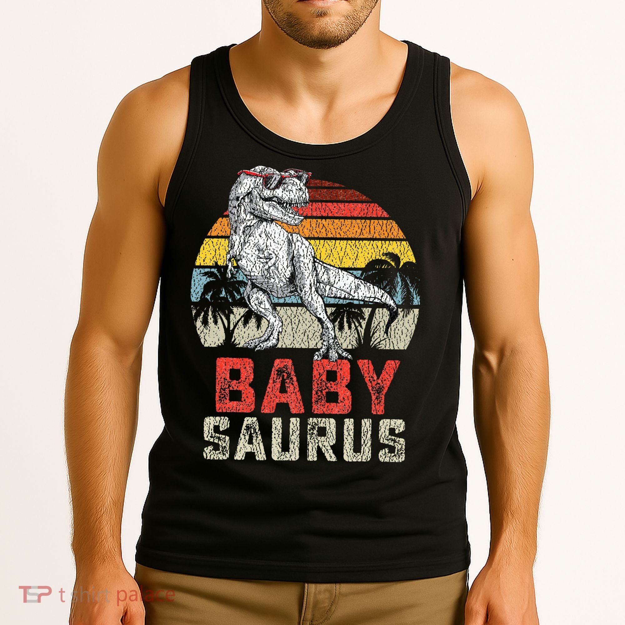 Babysaurus T Rex Dinosaur Baby Saurus Family Matching Tank Top