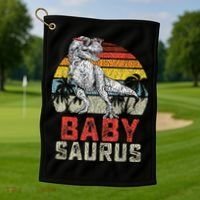 Babysaurus T Rex Dinosaur Baby Saurus Family Matching Golf Towel thumb 1