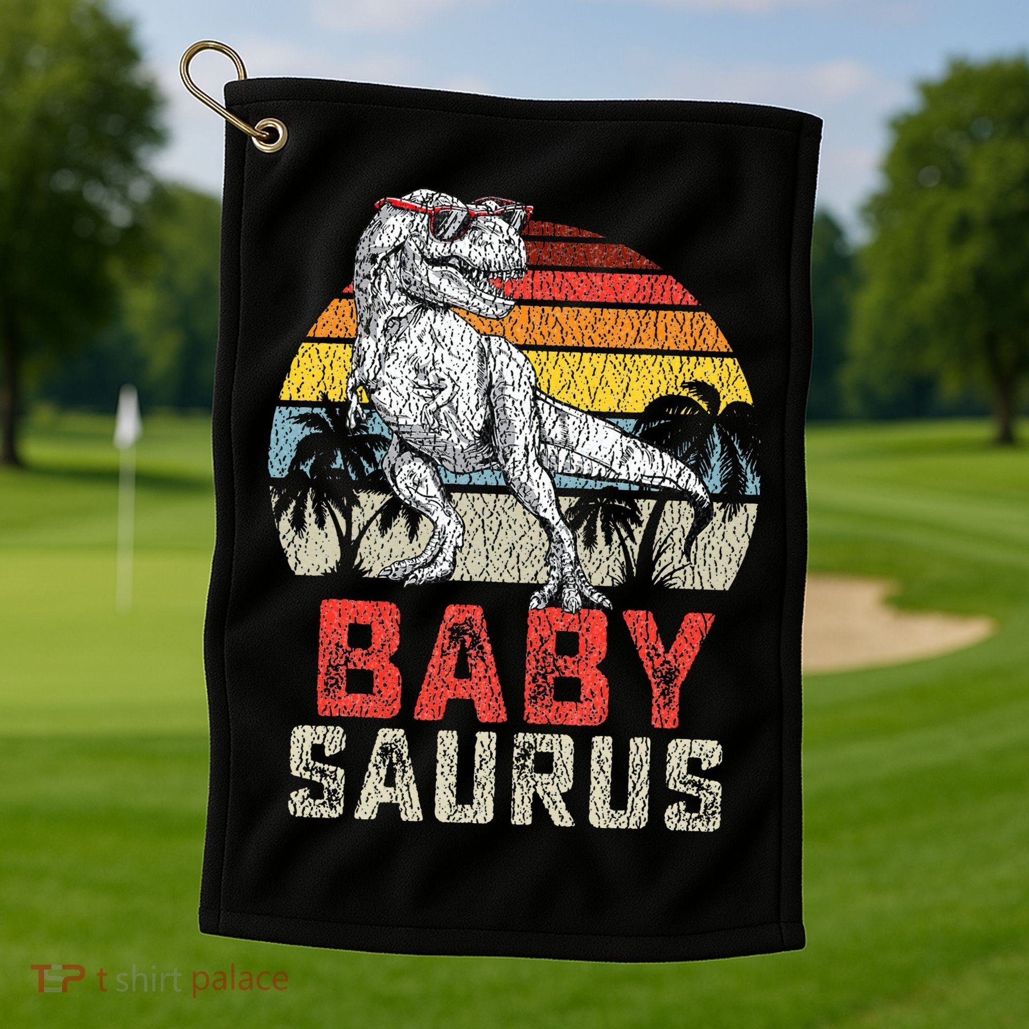 Babysaurus T Rex Dinosaur Baby Saurus Family Matching Golf Towel