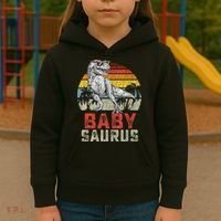 Babysaurus T Rex Dinosaur Baby Saurus Family Matching Kids Hoodie thumb 3