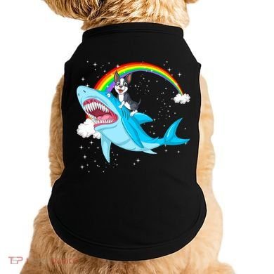 Boston Terrier Riding Shark Doggie Tank