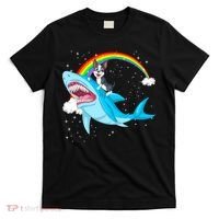 Boston Terrier Riding Shark T-Shirt thumb 0