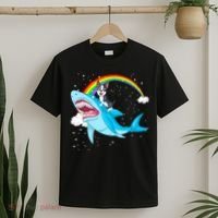 Boston Terrier Riding Shark T-Shirt thumb 2