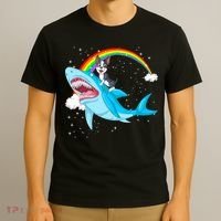 Boston Terrier Riding Shark T-Shirt thumb 3