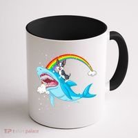 Boston Terrier Riding Shark Coffee Mug thumb 1