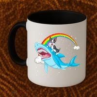 Boston Terrier Riding Shark Coffee Mug thumb 2