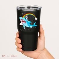 Boston Terrier Riding Shark Tumbler thumb 2