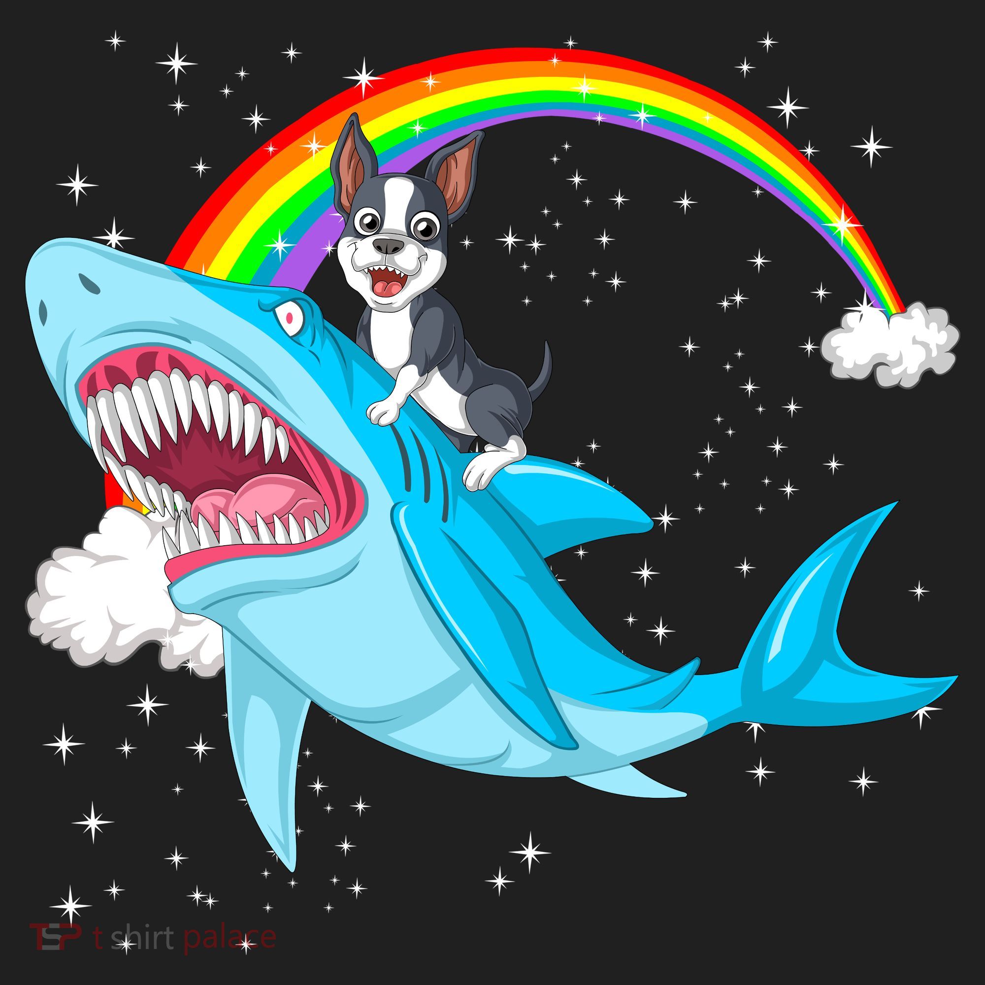Boston Terrier Riding Shark Tumbler
