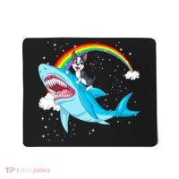 Boston Terrier Riding Shark Mousepad thumb 0