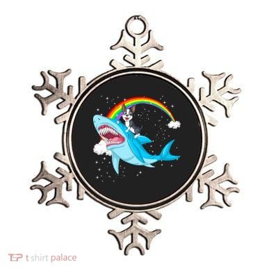 Boston Terrier Riding Shark Ornament
