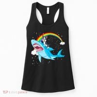 Boston Terrier Riding Shark Women's Tank Top thumb 0