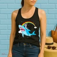 Boston Terrier Riding Shark Women's Tank Top thumb 2