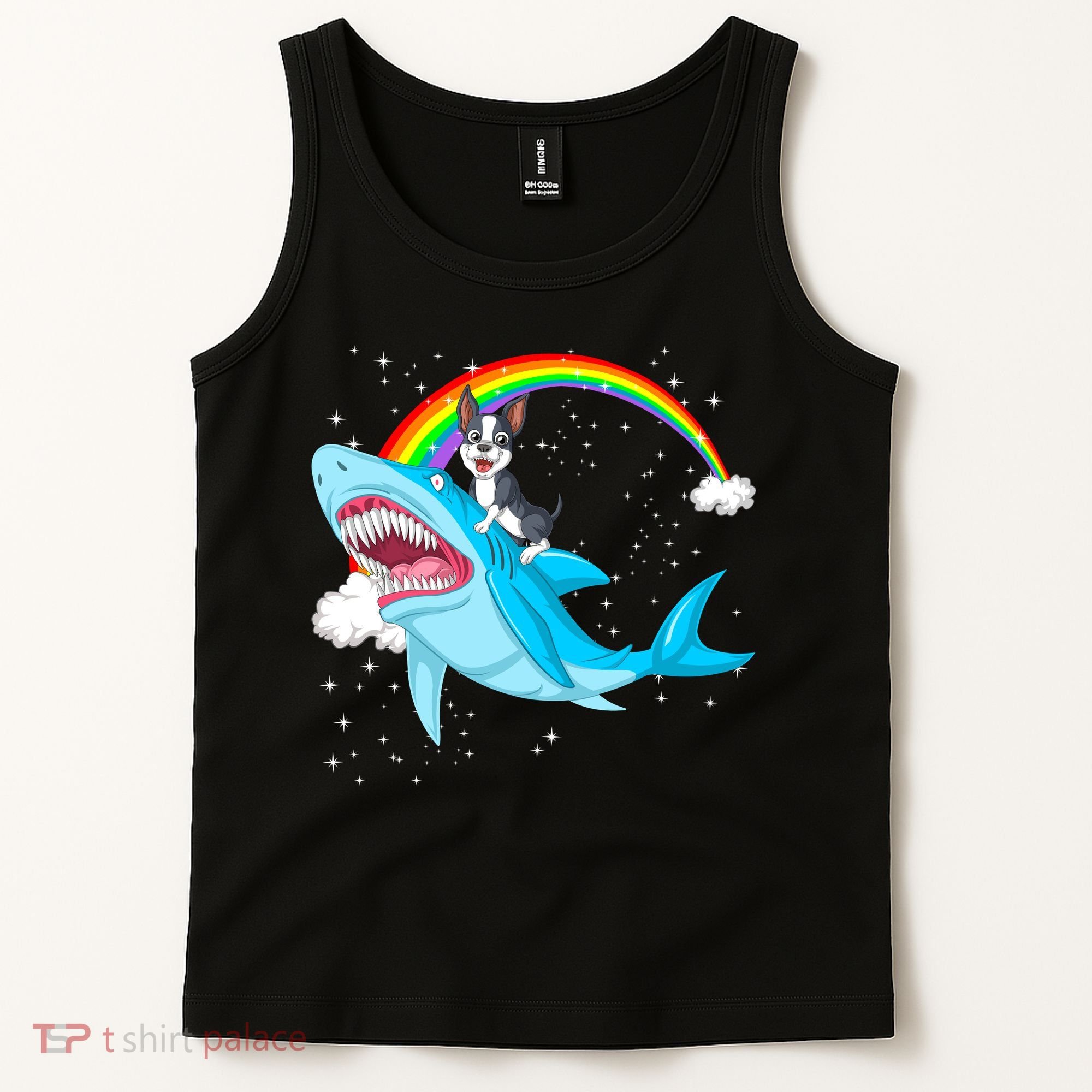Boston Terrier Riding Shark Tank Top