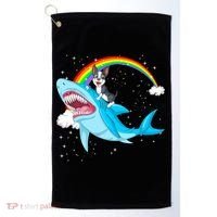 Boston Terrier Riding Shark Golf Towel thumb 0