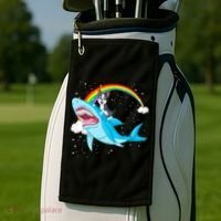 Boston Terrier Riding Shark Golf Towel thumb 2
