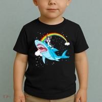 Boston Terrier Riding Shark Toddler T-Shirt thumb 2