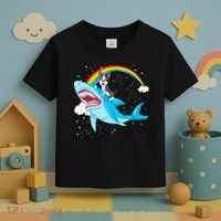 Boston Terrier Riding Shark Toddler T-Shirt thumb 3