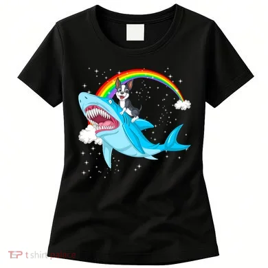 Boston Terrier Riding Shark Women's T-Shirt