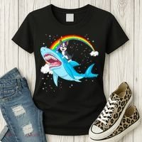 Boston Terrier Riding Shark Women's T-Shirt thumb 3
