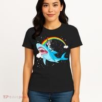 Boston Terrier Riding Shark Women's T-Shirt thumb 4