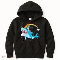 Boston Terrier Riding Shark Kids Hoodie thumb 0