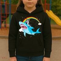 Boston Terrier Riding Shark Kids Hoodie thumb 3