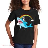 Boston Terrier Riding Shark Kids T-Shirt thumb 2