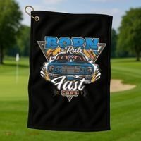 Born To Ride Fast Cars Golf Towel thumb 1