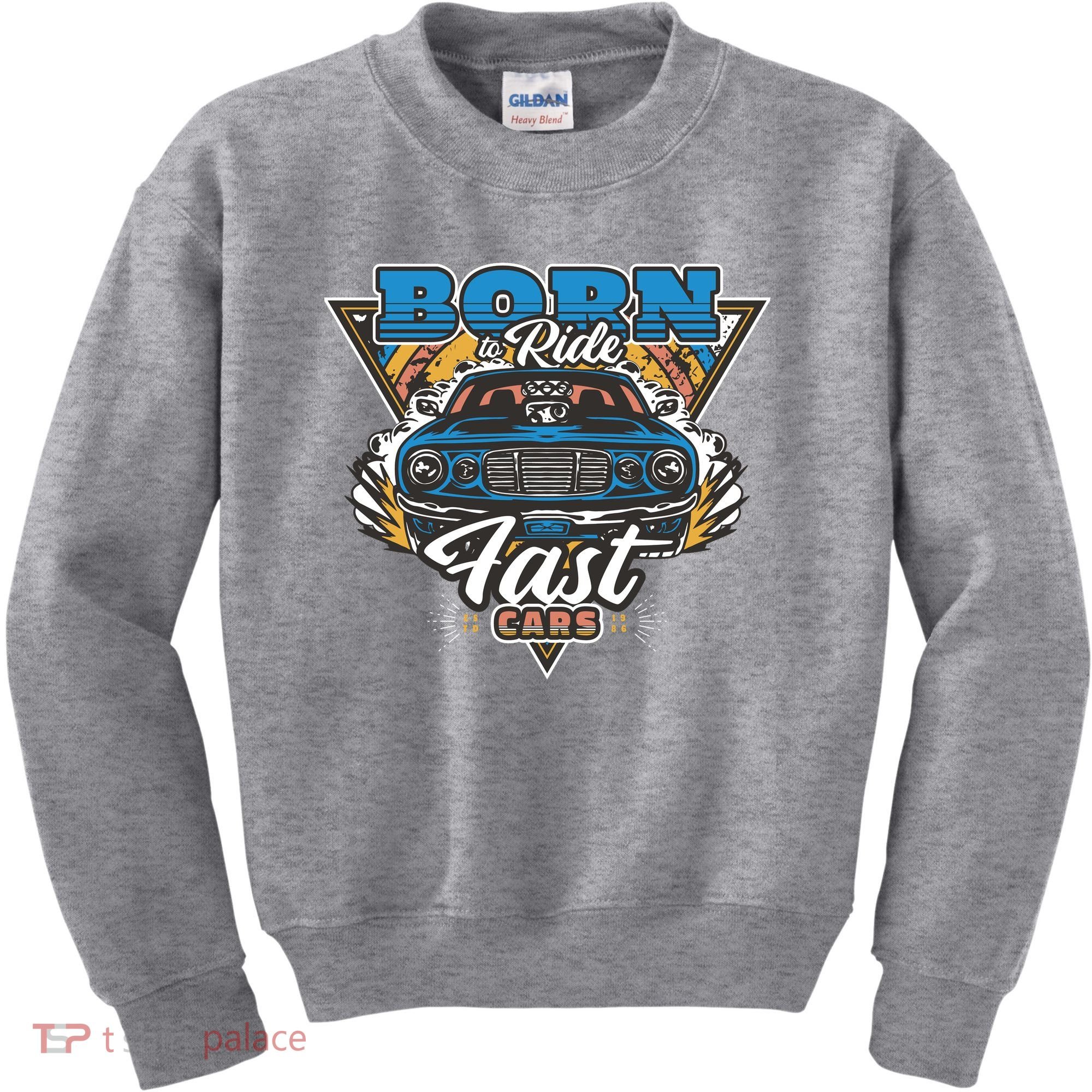 Born To Ride Fast Cars Kids Sweatshirt