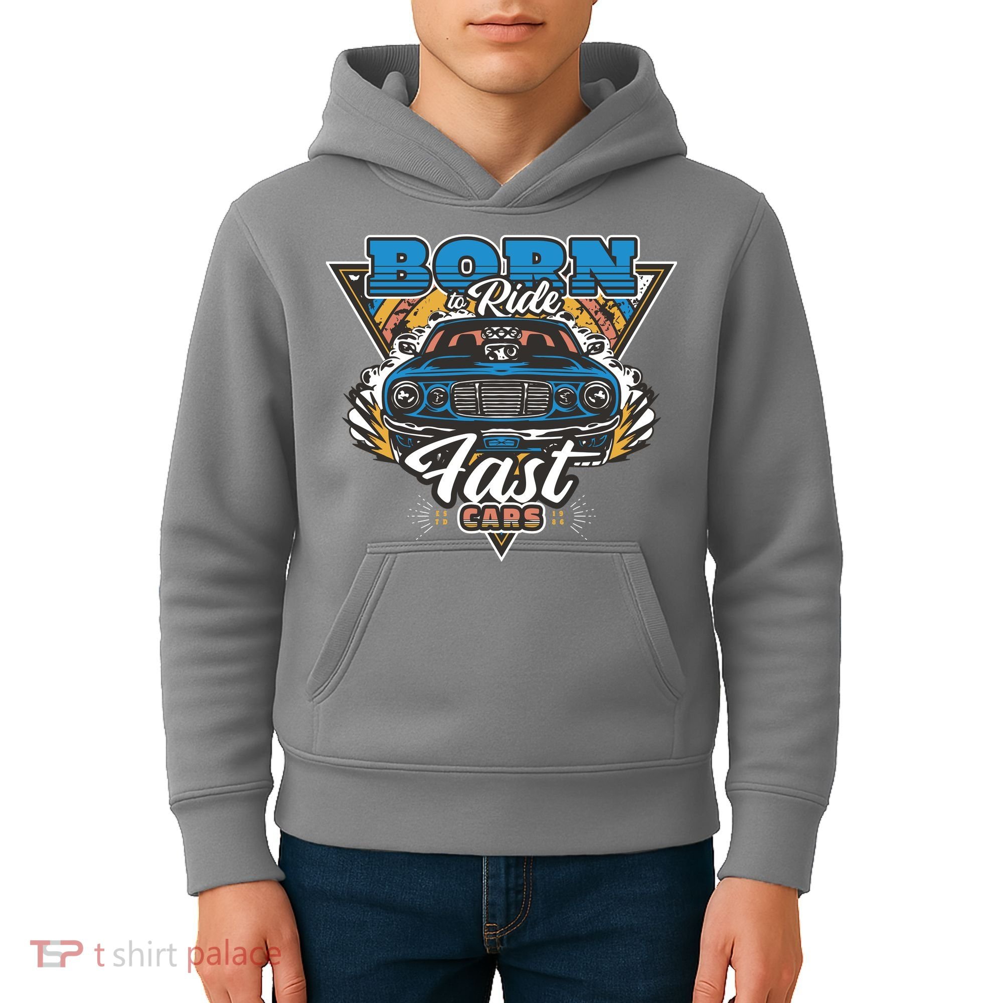 Born To Ride Fast Cars Kids Hoodie