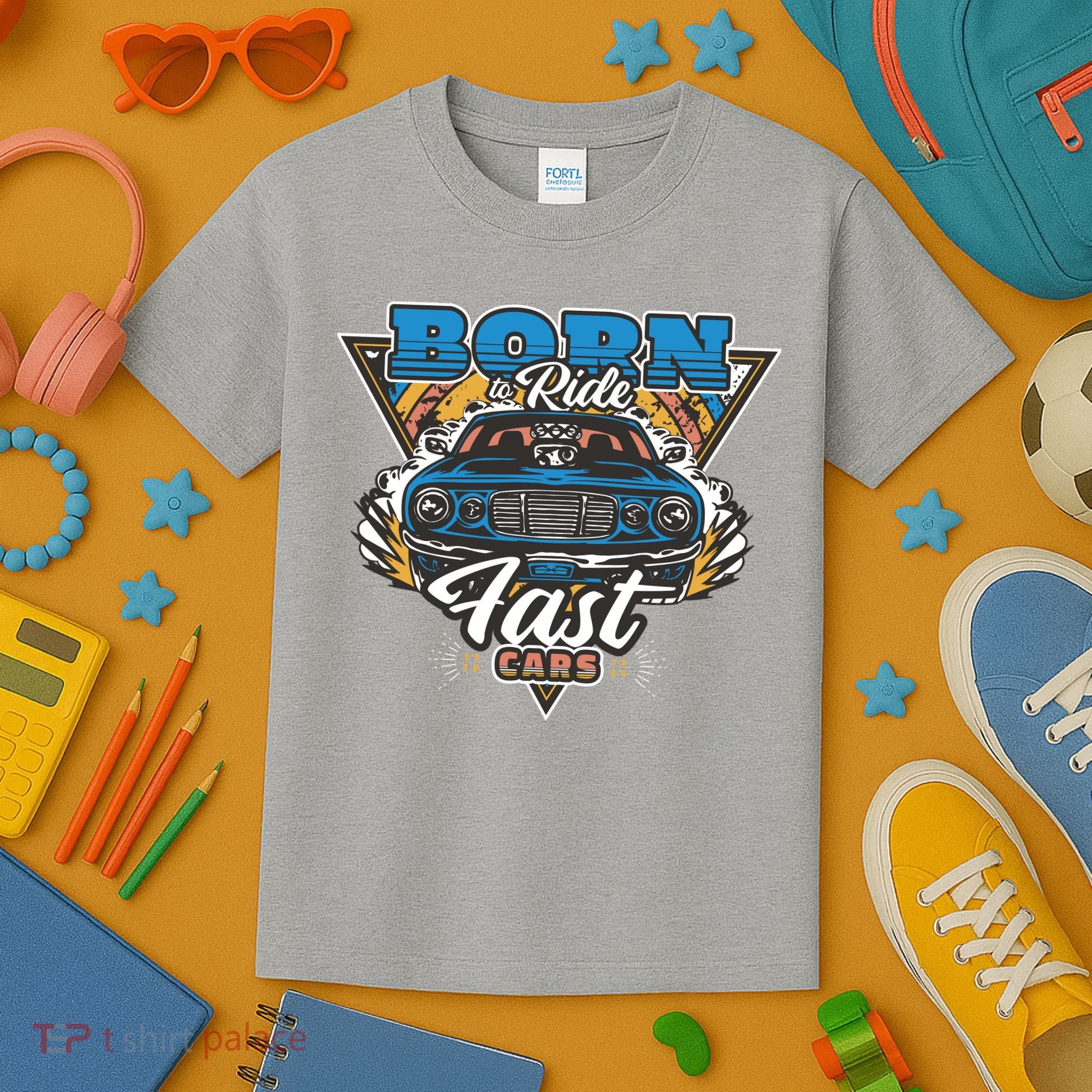 Born To Ride Fast Cars Kids T-Shirt