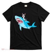 Boston Terrier Riding Shark T-Shirt thumb 0