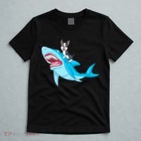 Boston Terrier Riding Shark T-Shirt thumb 5