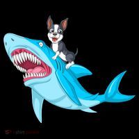 Boston Terrier Riding Shark Bucket Hat thumb 4