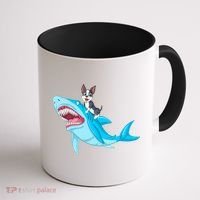 Boston Terrier Riding Shark Coffee Mug thumb 1