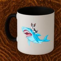 Boston Terrier Riding Shark Coffee Mug thumb 2