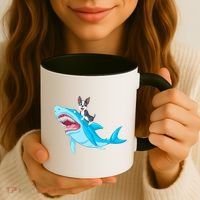 Boston Terrier Riding Shark Coffee Mug thumb 3