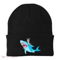 Boston Terrier Riding Shark Beanie thumb 0