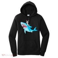 Boston Terrier Riding Shark Women's Hoodie thumb 0