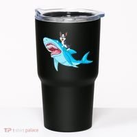 Boston Terrier Riding Shark Tumbler thumb 0