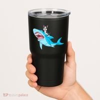Boston Terrier Riding Shark Tumbler thumb 2