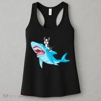 Boston Terrier Riding Shark Women's Tank Top thumb 3
