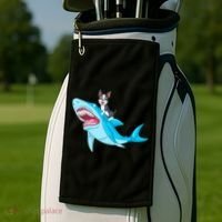 Boston Terrier Riding Shark Golf Towel thumb 2
