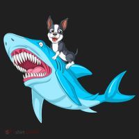 Boston Terrier Riding Shark Golf Towel thumb 3